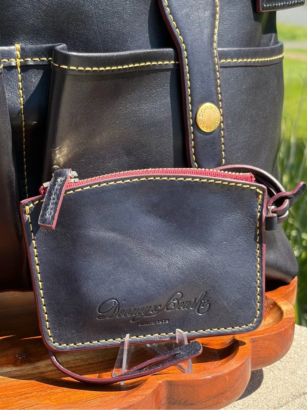 Dooney & Bourke Medium Lucy Navy Blue Florentine Leather Hobo NWT